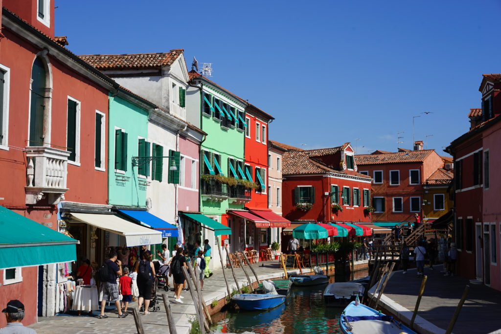 Venice in summer burano colourful buildings