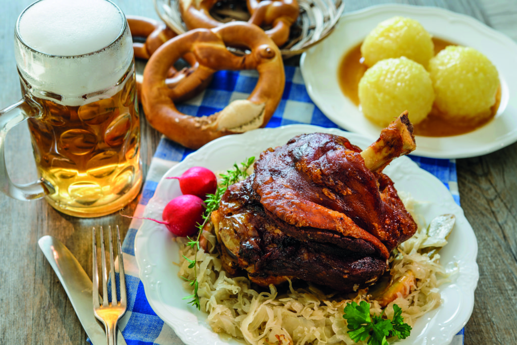 oktoberfest in munich pork knuckle beer pretzel german food