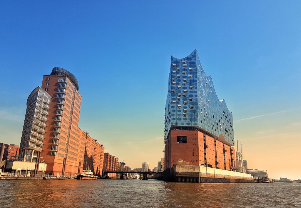 Hamburg travel guide view from harbour water Elbphilharmonie Germany