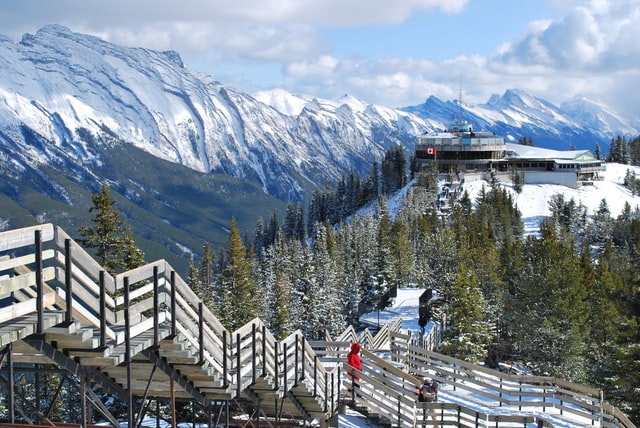 view of the visitor centre at summit of Sulphur Mountain, accessed via the Banff Gondola, Canada