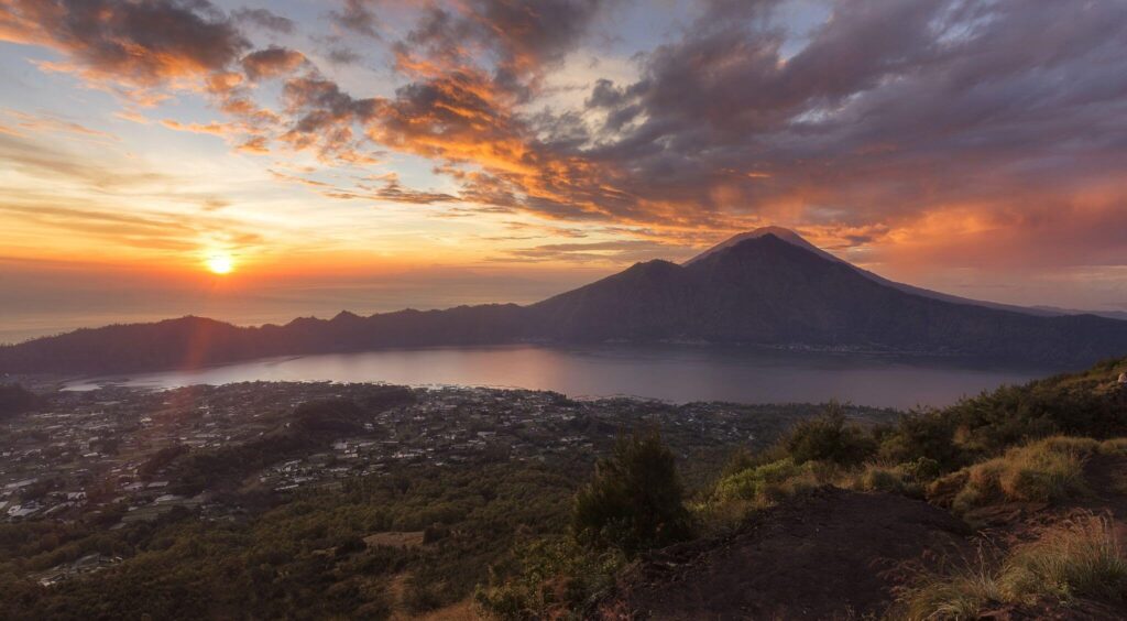 Mount Batur, Bali, at sunset