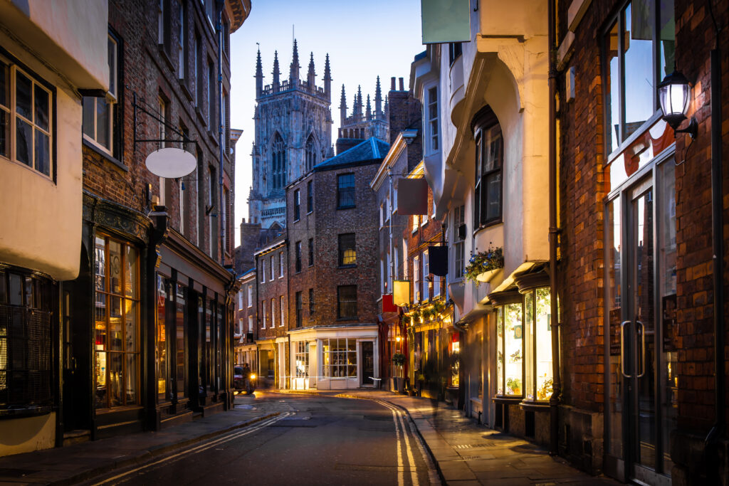 View of York Minster through the old city